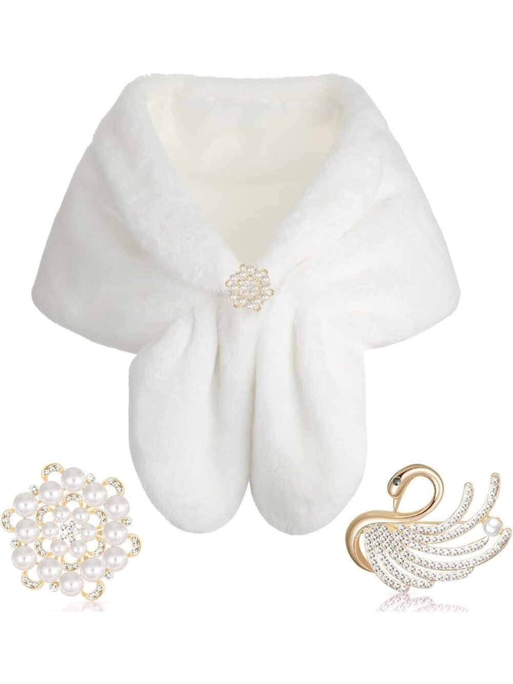 Chic Faux Fur Shawl Wrap for Women - Elegant Bridal Accessory & Cozy Layering